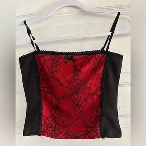 red and black crop top